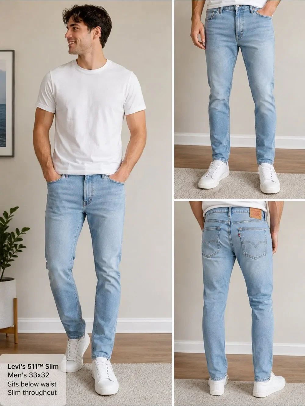 NWT Levi’s 511 Slim Performance Stretch Jeans Men’s 33x32 Light Wash